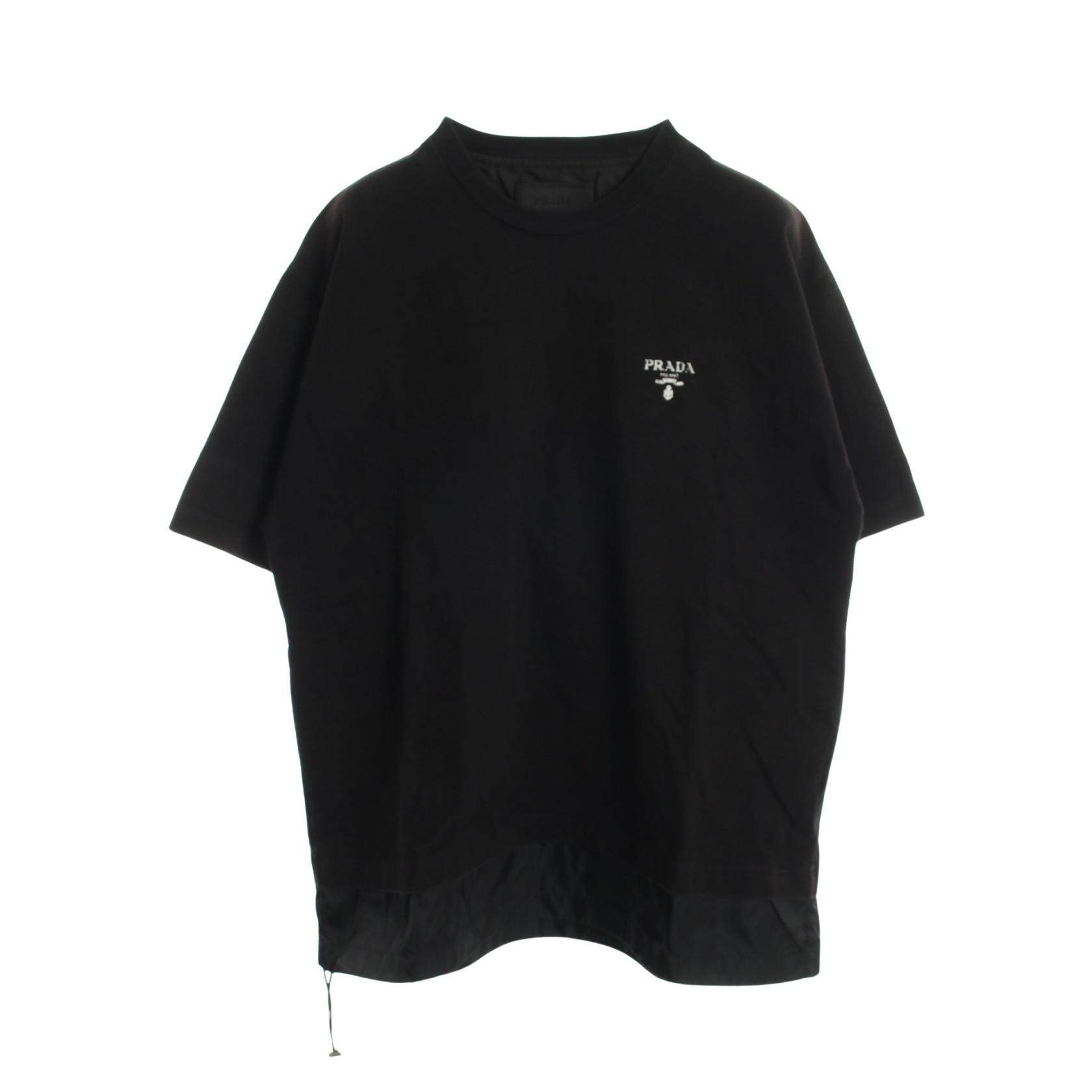 Prada logo print nylon cotton short sleeve T shirt