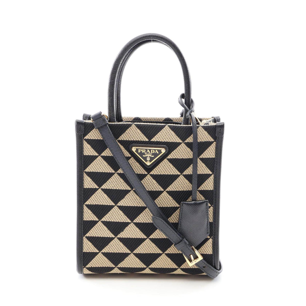 Prada TRIANGOLO JACQUARD Saffiano 2way handbag