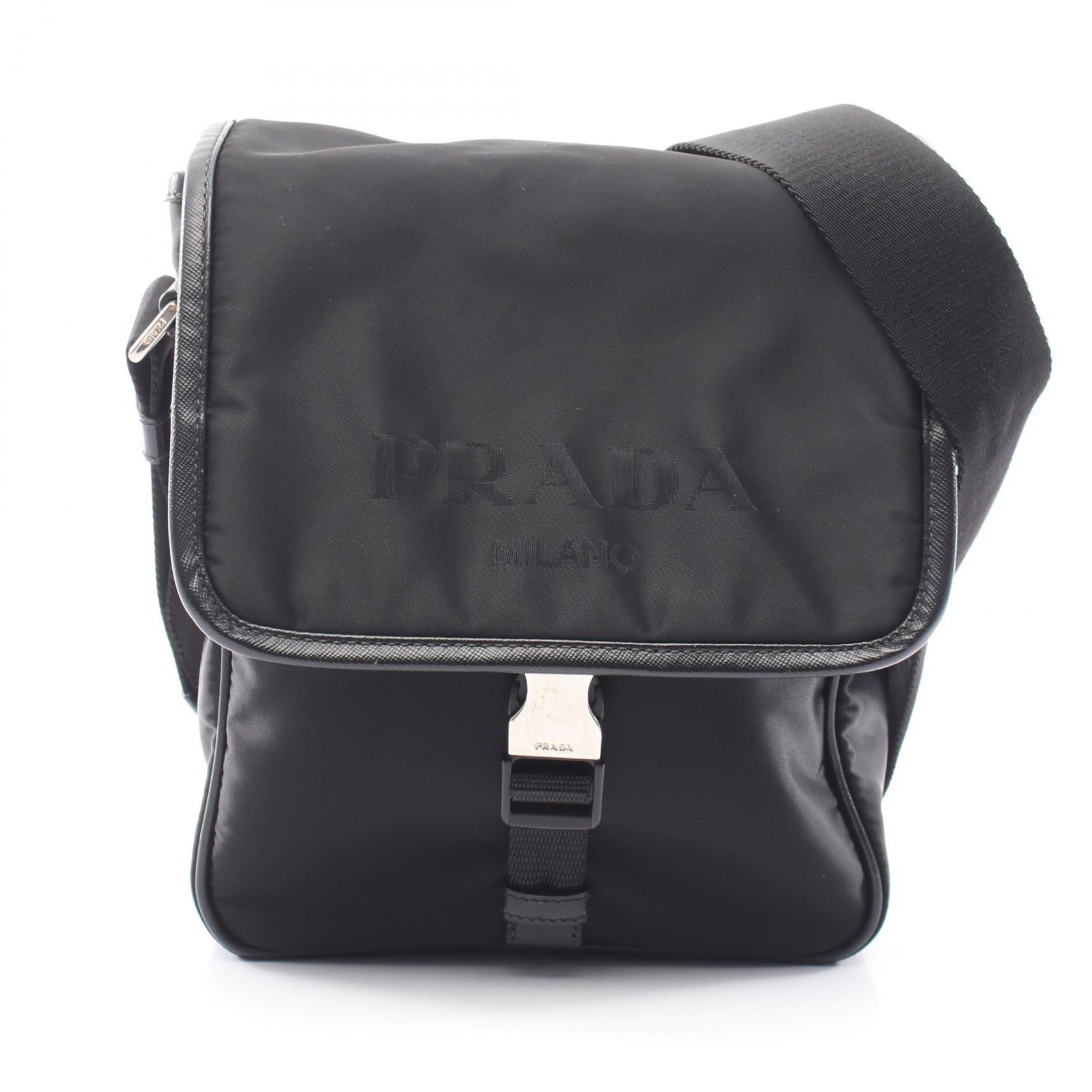 PRADA Nylon Saffiano Leather Shoulder Bag