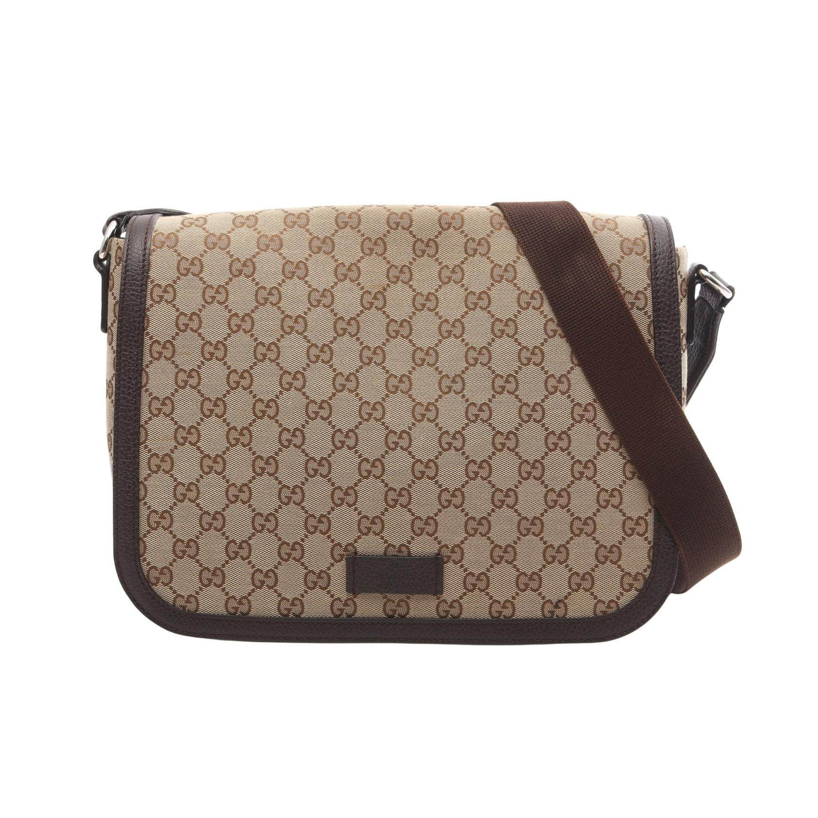 Gucci GG Canvas Fabric Leather Shoulder Bag