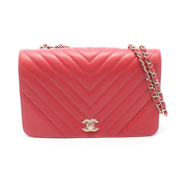 CHANEL Chevron V Stitch Leather Shoulder Bag