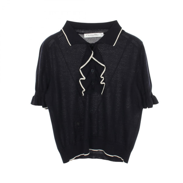 Dior BEE Embroidery Frill Short Sleeve Knit Blouse