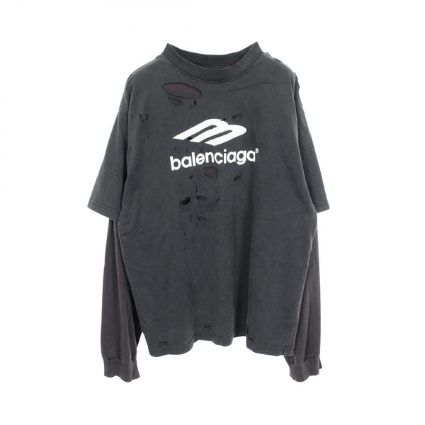 Balenciaga Destroy Effect Cotton Long Sleeve Top