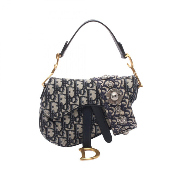 Dior Saddle Mini Oblique Canvas Leather Handbag