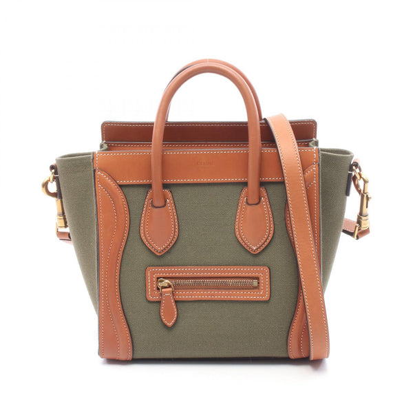 CELINE Luggage Nano Shopper Canvas Leather 2way Handbag