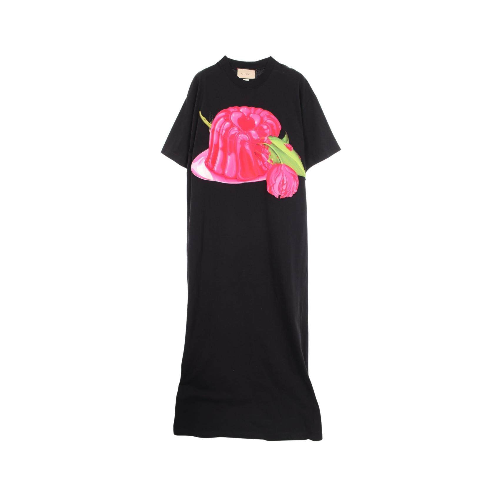 Gucci Cotton Jersey Rose Print Dress