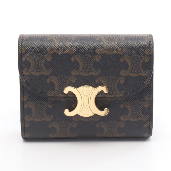 CELINE Small Flap Wallet Triomphe Leather PVC Wallet
