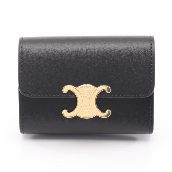 CELINE Compact Wallet Triomphe Leather Wallet