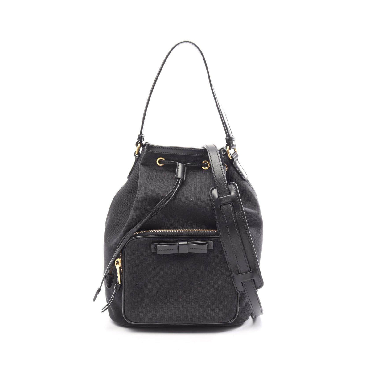 Prada LOGO JACQUARD Canvas Leather 2way Handbag