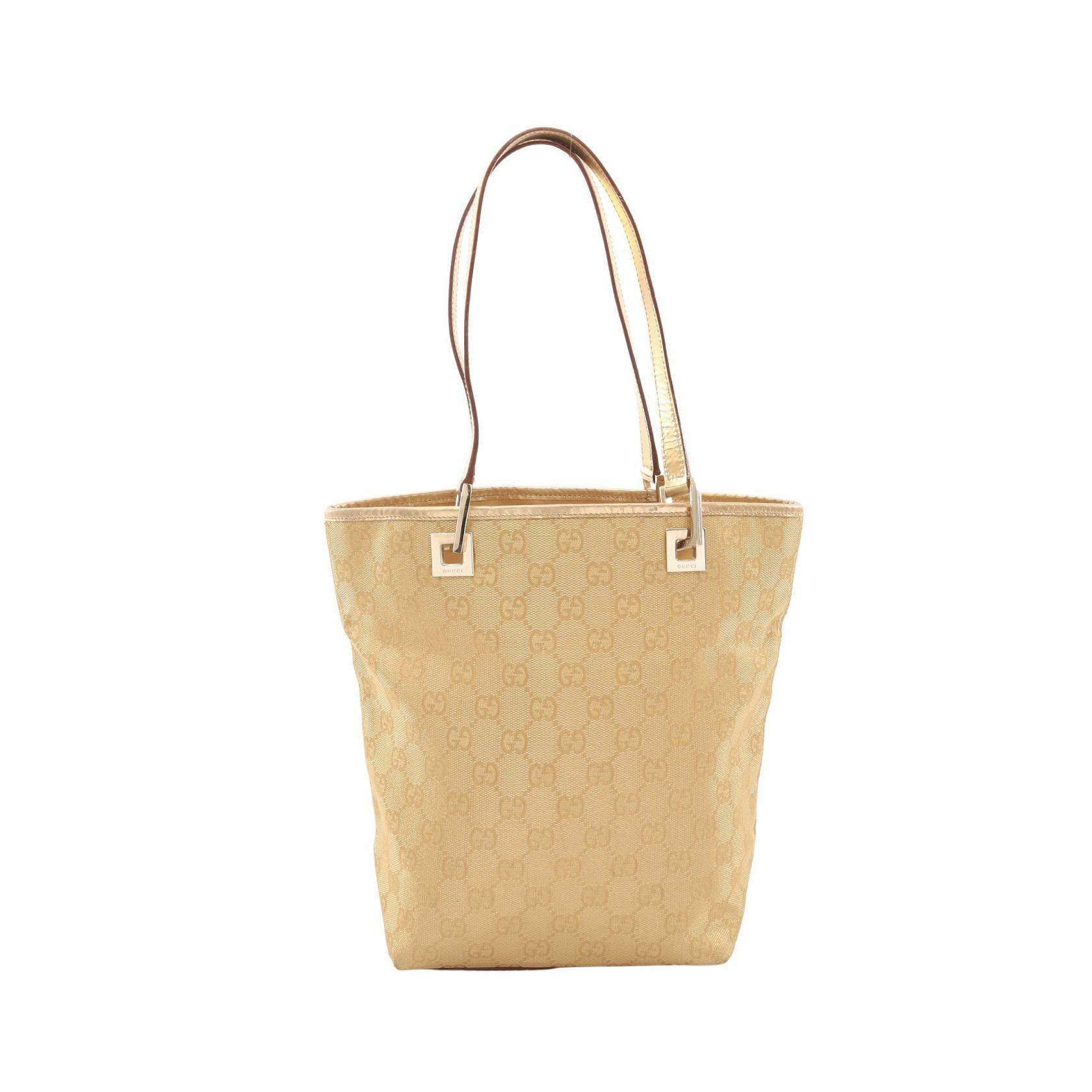 Gucci GG Canvas Leather Tote Bag