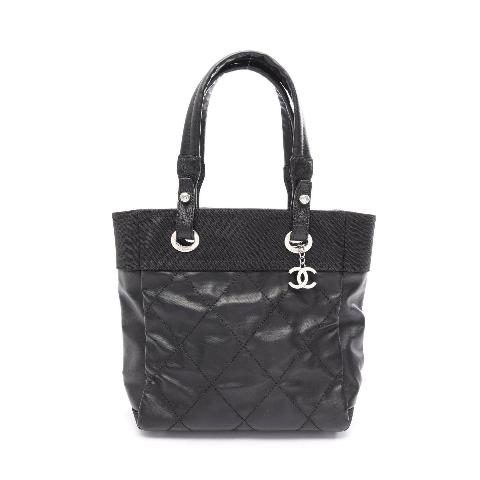 Chanel Paris Biarritz PVC Coated Canvas Leather Tote Bag