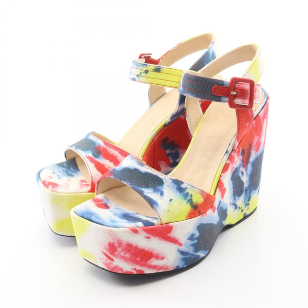 Loewe Canvas Leather Wedge Sandals
