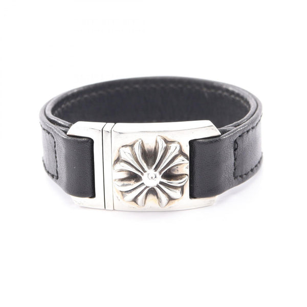 Chrome Hearts HARNESS CLASP Silver Leather Bracelet