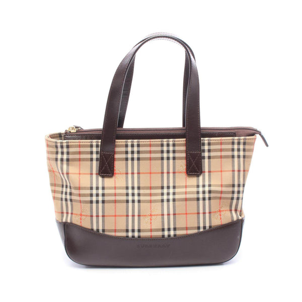 Burberry Check Canvas Leather Handbag
