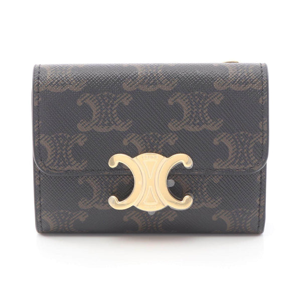 Celine Triomphe Leather PVC Trifold Wallet