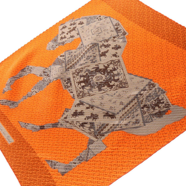Hermes A Cheval sur mon Carre Silk Pleated Scarf