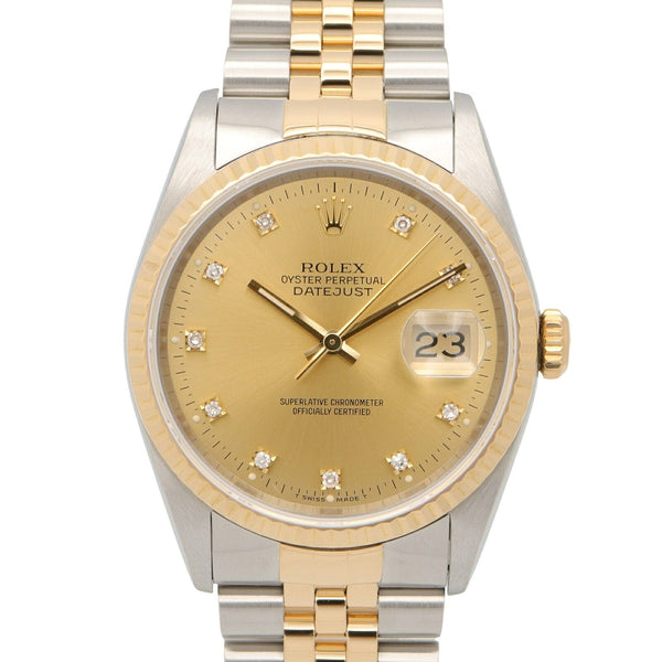 ROLEX Datejust Au750 Stainless Steel Diamond Watch