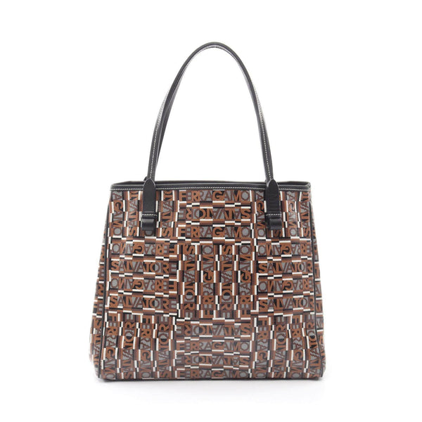 Salvatore Ferragamo Coated Canvas Leather Tote Bag