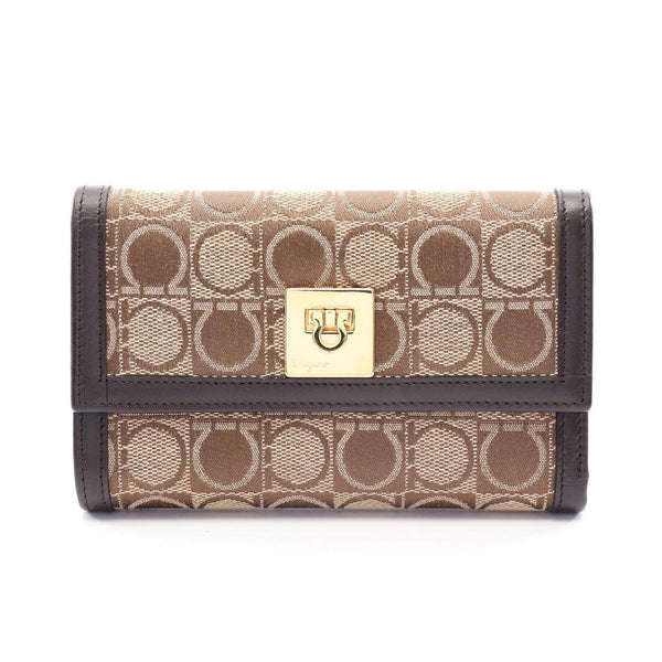Salvatore Ferragamo Gancini Canvas Leather Wallet