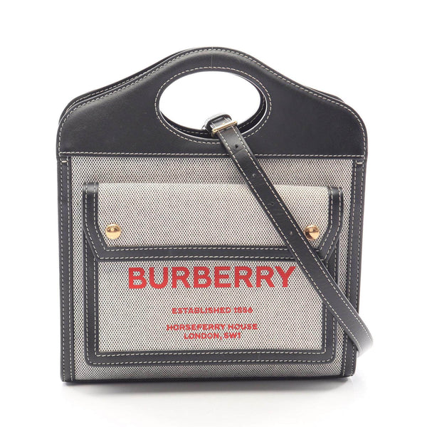 Burberry Mini Pocket Bag Canvas Leather 2way Handbag
