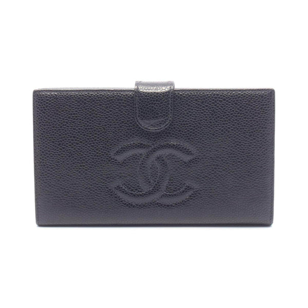 Chanel Coco Mark Grained Calfskin Long Bifold Wallet