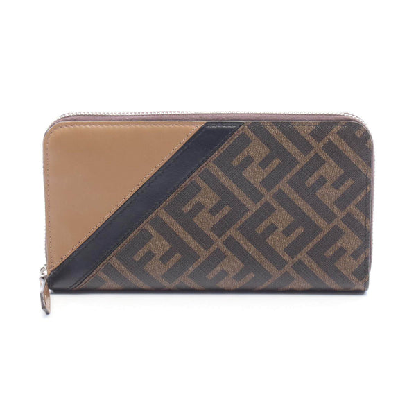 Fendi Diagonal Zucca Leather PVC Long Wallet