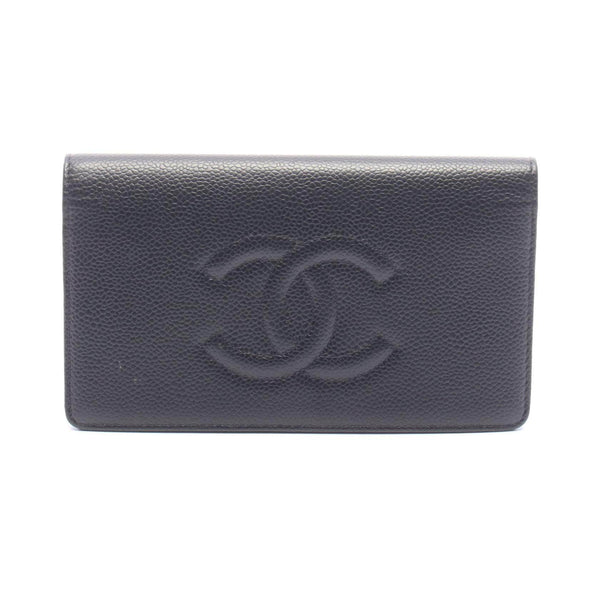 Chanel Coco Mark Grained Calfskin Long Bifold Wallet