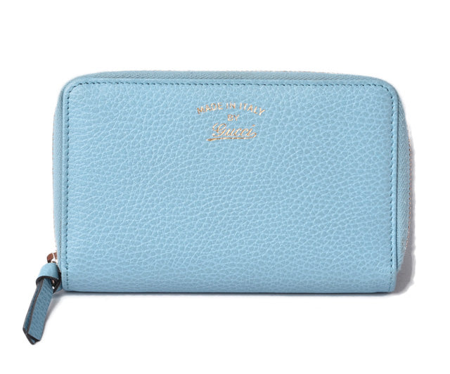 Gucci Leather Folding Wallet Swing Light Blue