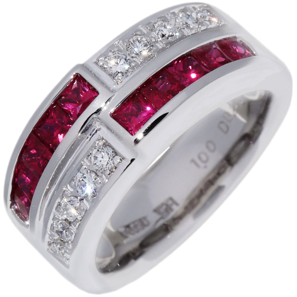 Pt950 Ruby 1.00ct Diamond 0.25ct Ring Size 12.5 in Great Condition