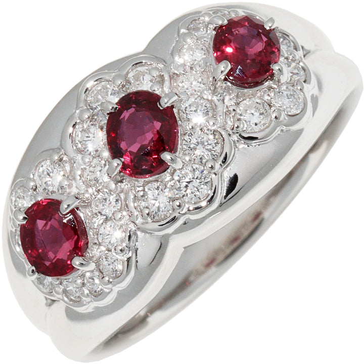 Pt900 Ruby Diamond Ring 11.5