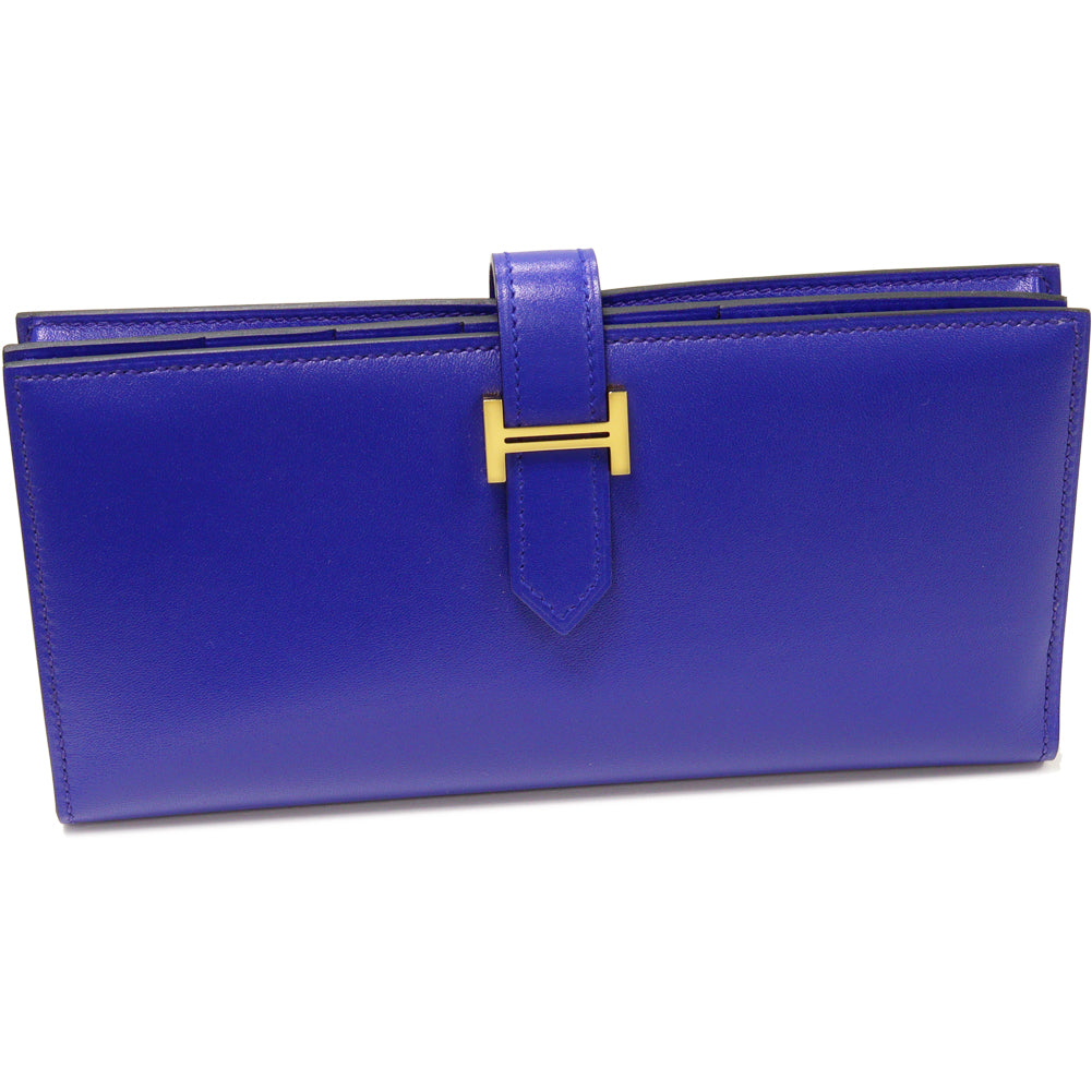 Hermes Bearn Souffle Long Wallet Blue