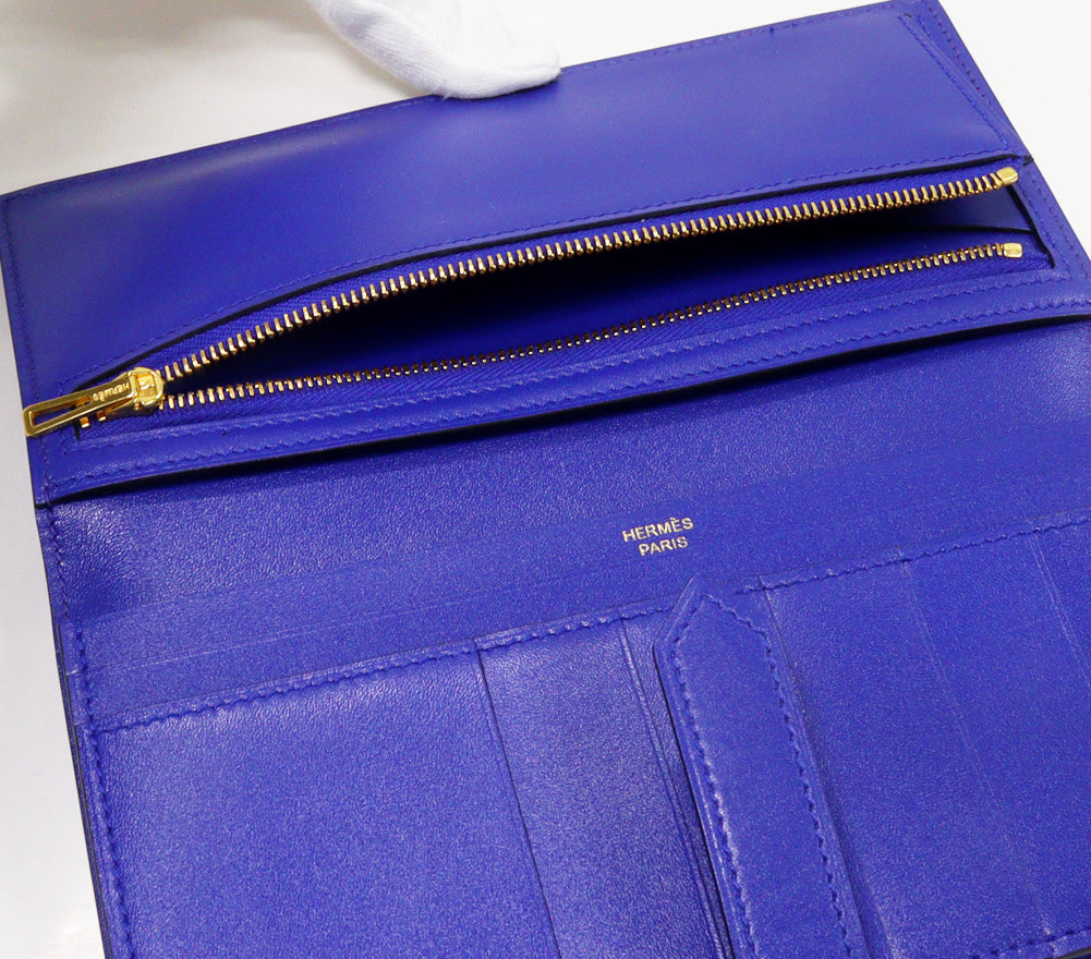 Hermes Bearn Souffle Long Wallet Blue