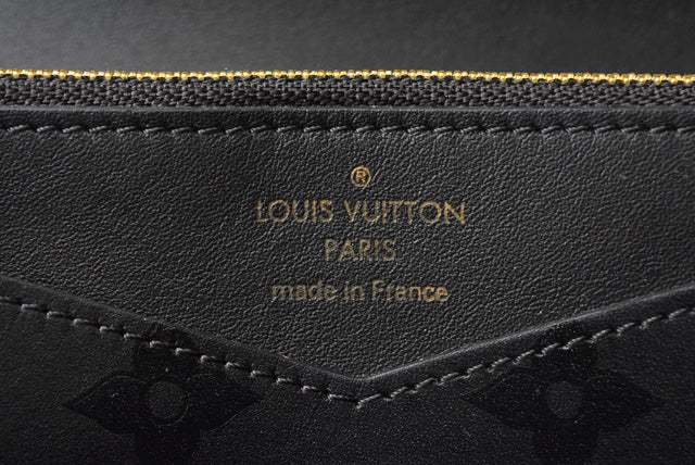 Louis Vuitton Leather Long Wallet Monogram Black M62059