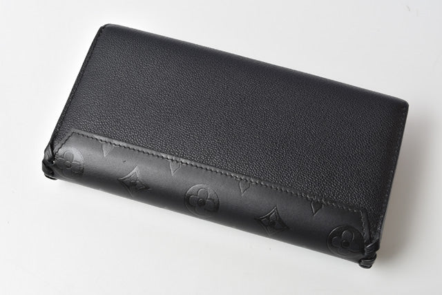 Louis Vuitton Leather Long Wallet Monogram Black M62059