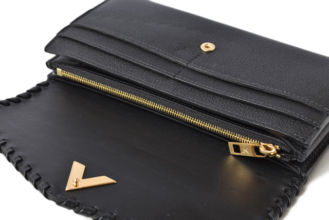 Louis Vuitton Leather Long Wallet Monogram Black M62059