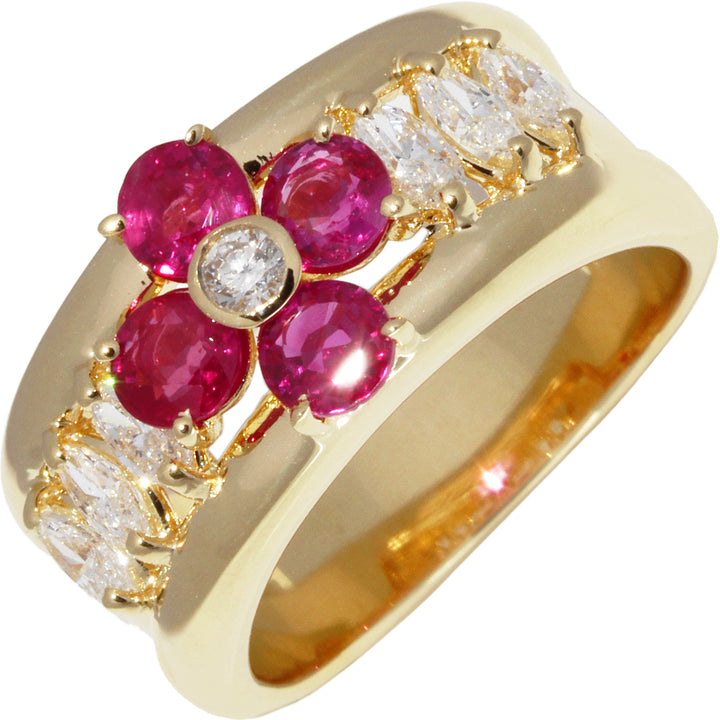 K18YG Ruby Diamond 0.51ct Ring Size 9