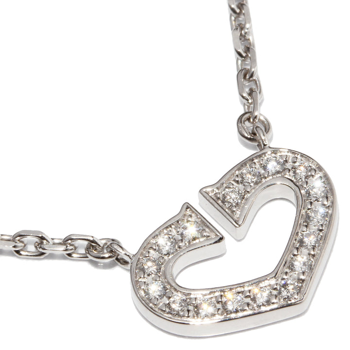 Cartier K18WG Diamond C Heart Necklace B7008300 in Great Condition