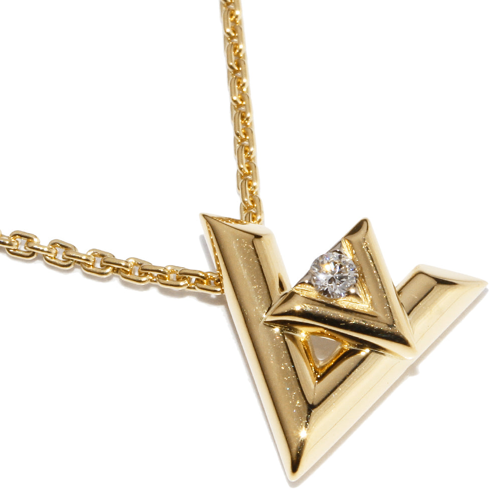 Louis Vuitton K18YG Diamond Pendant Necklace Q93805 in Great Condition