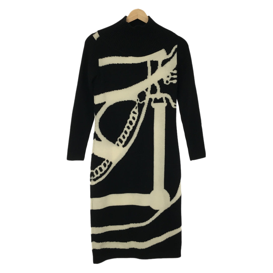 Hermes Cashmere Long Dress Black/White