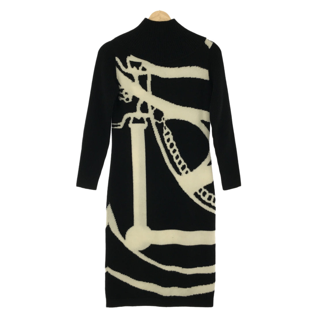 Hermes Cashmere Long Dress Black/White