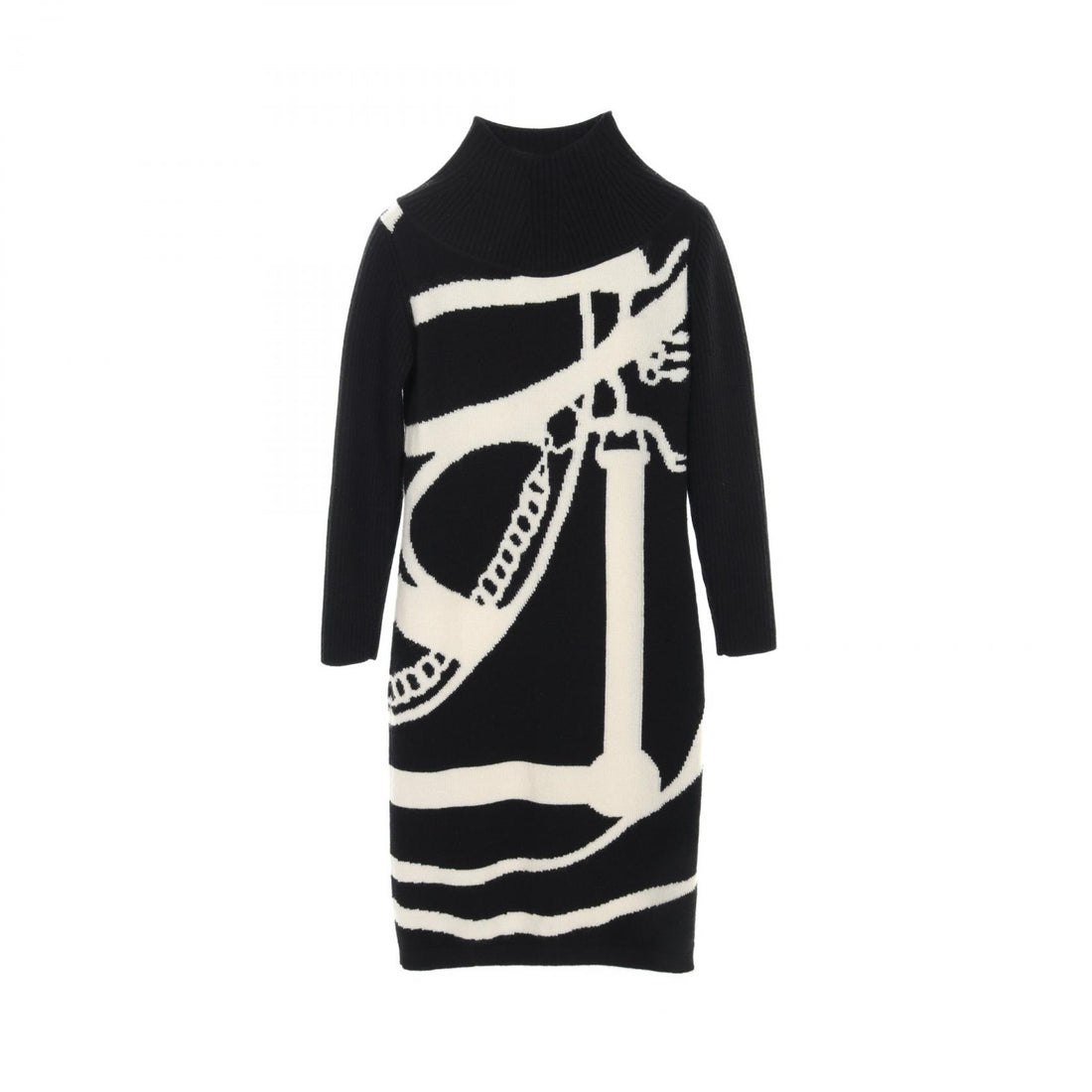 Hermes Cashmere Long Dress Black/White