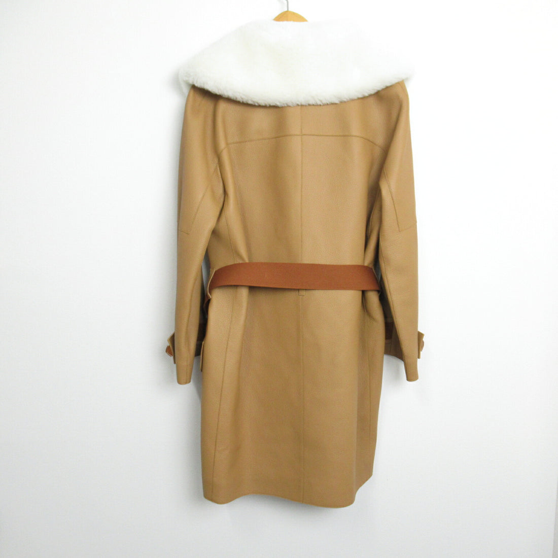 Hermes Brown Leather Belted Coat