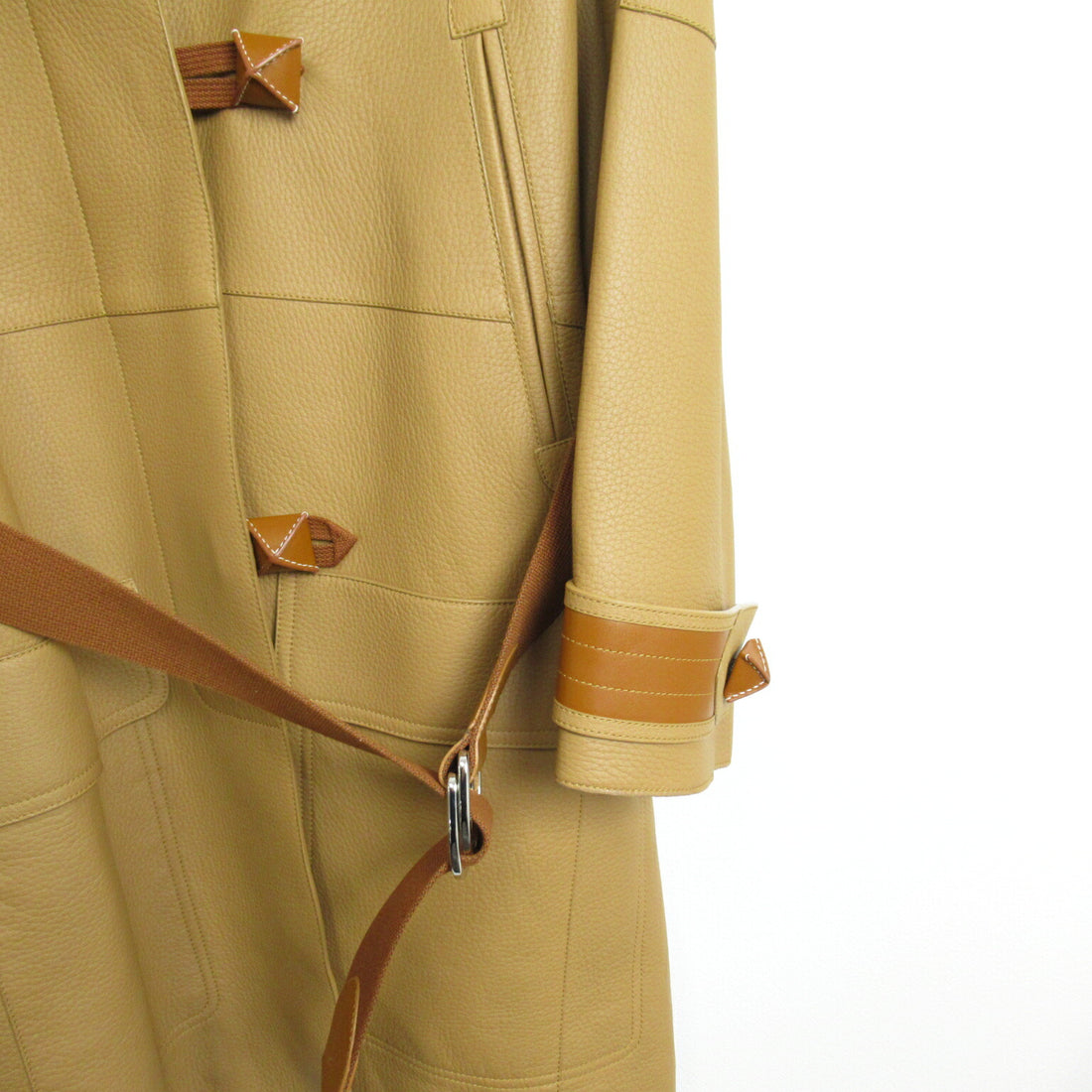 Hermes Brown Leather Belted Coat