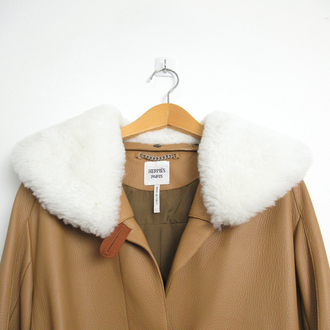 Hermes Brown Leather Belted Coat