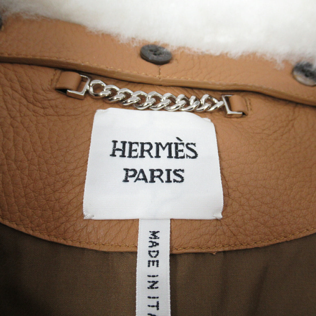 Hermes Brown Leather Belted Coat