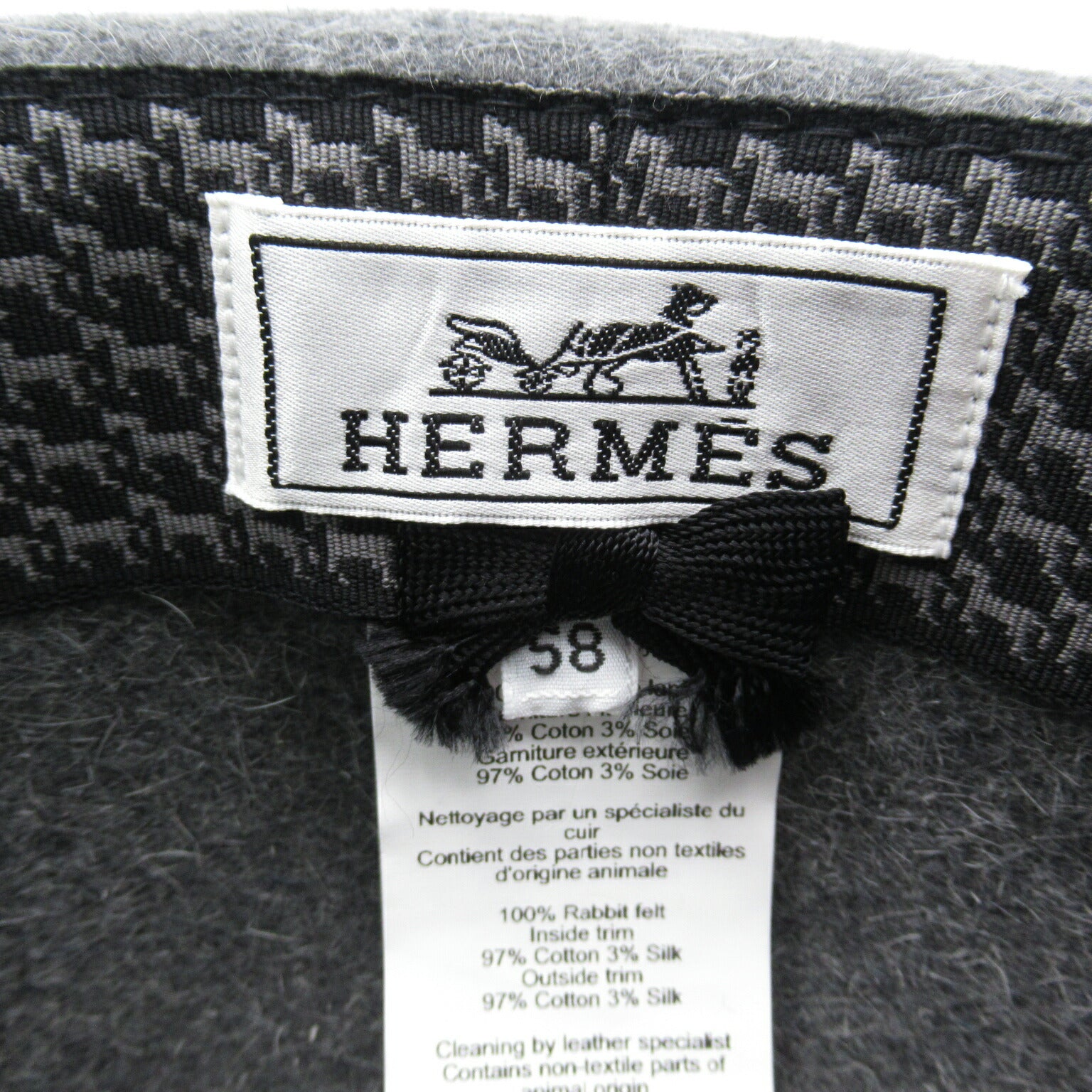 Hermes Fedora Hat Betty Rabbit Felt Gray