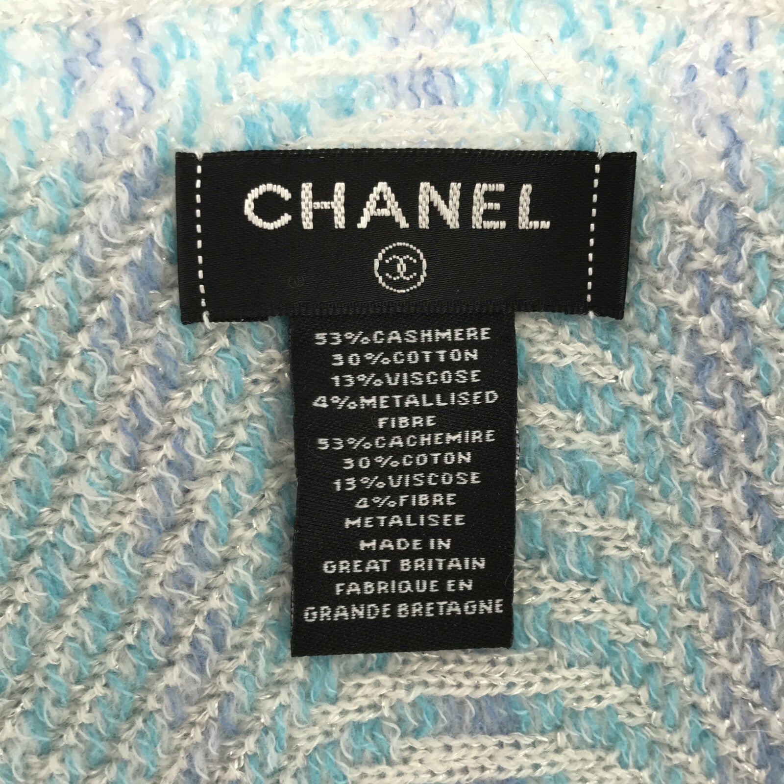 Chanel Cashmere Knit Stole Blue