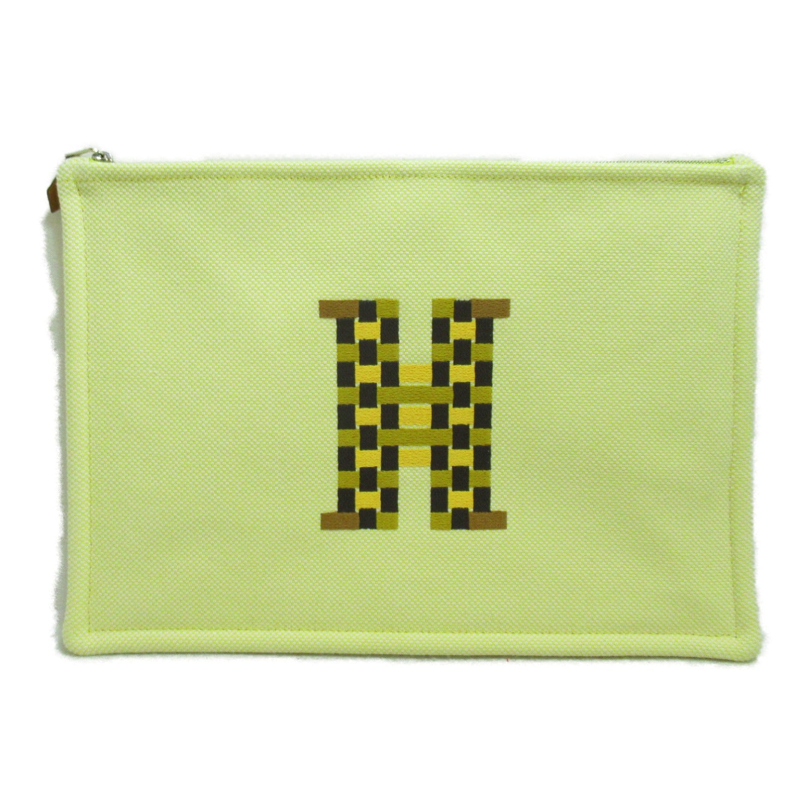 Hermes H Tissage Canvas Pouch Yellow