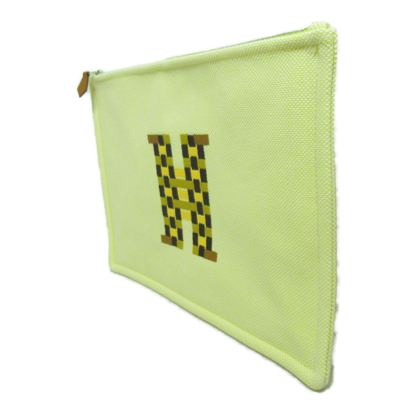 Hermes H Tissage Canvas Pouch Yellow