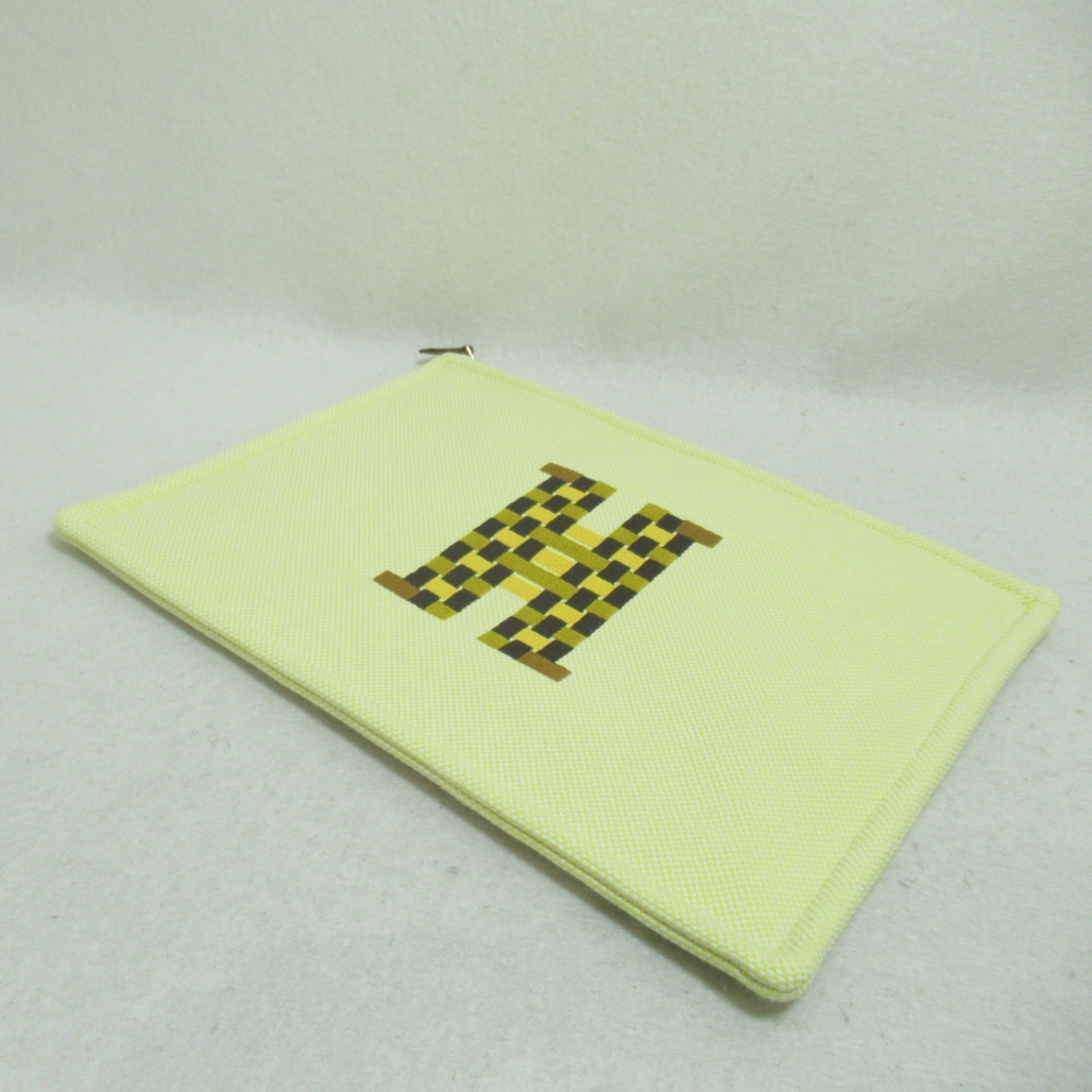 Hermes H Tissage Canvas Pouch Yellow